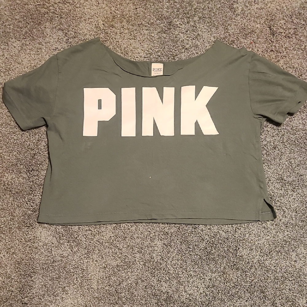 Green PINK Cropped T-Shirt